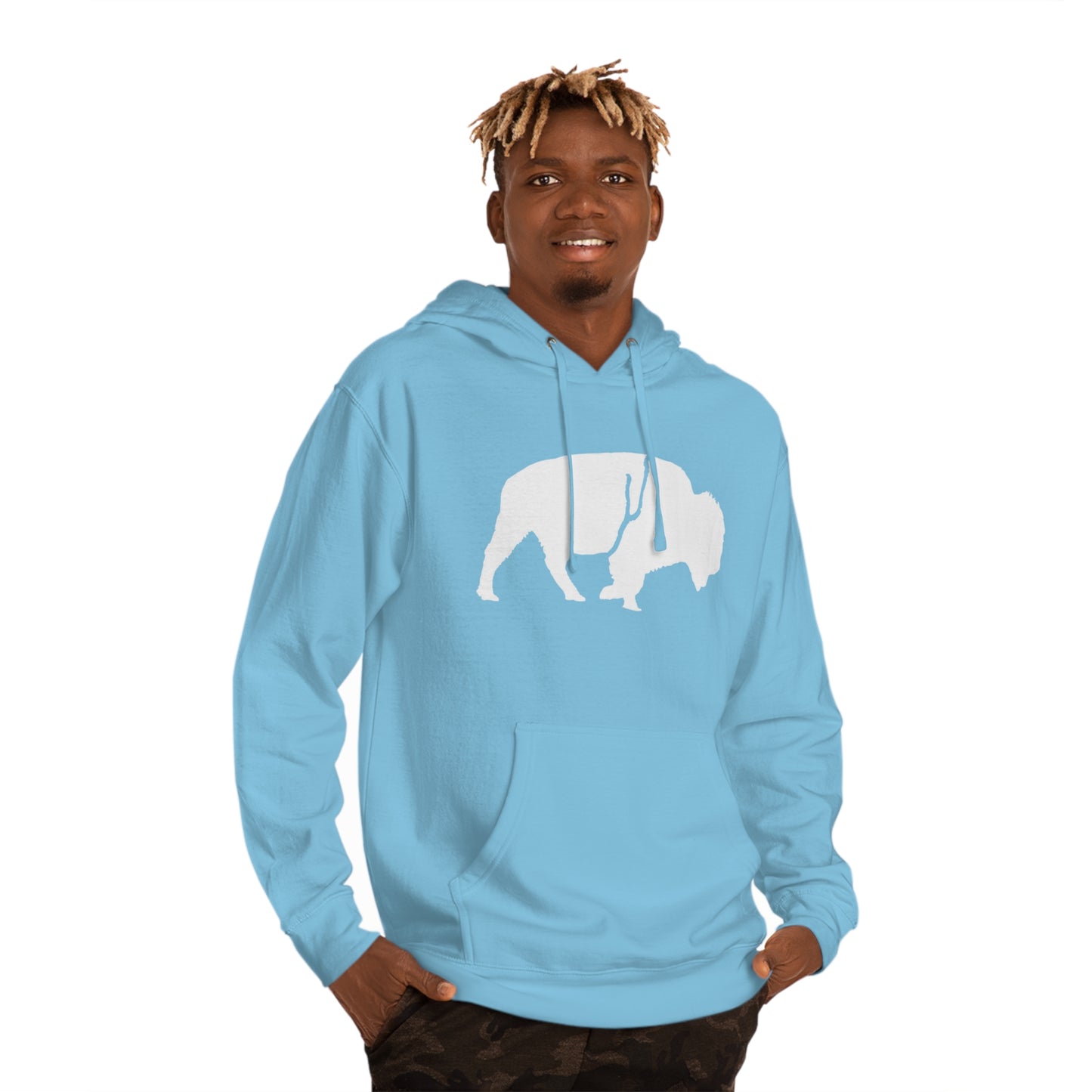 QKA Bills Backers White Standing Buffalo Hoodie