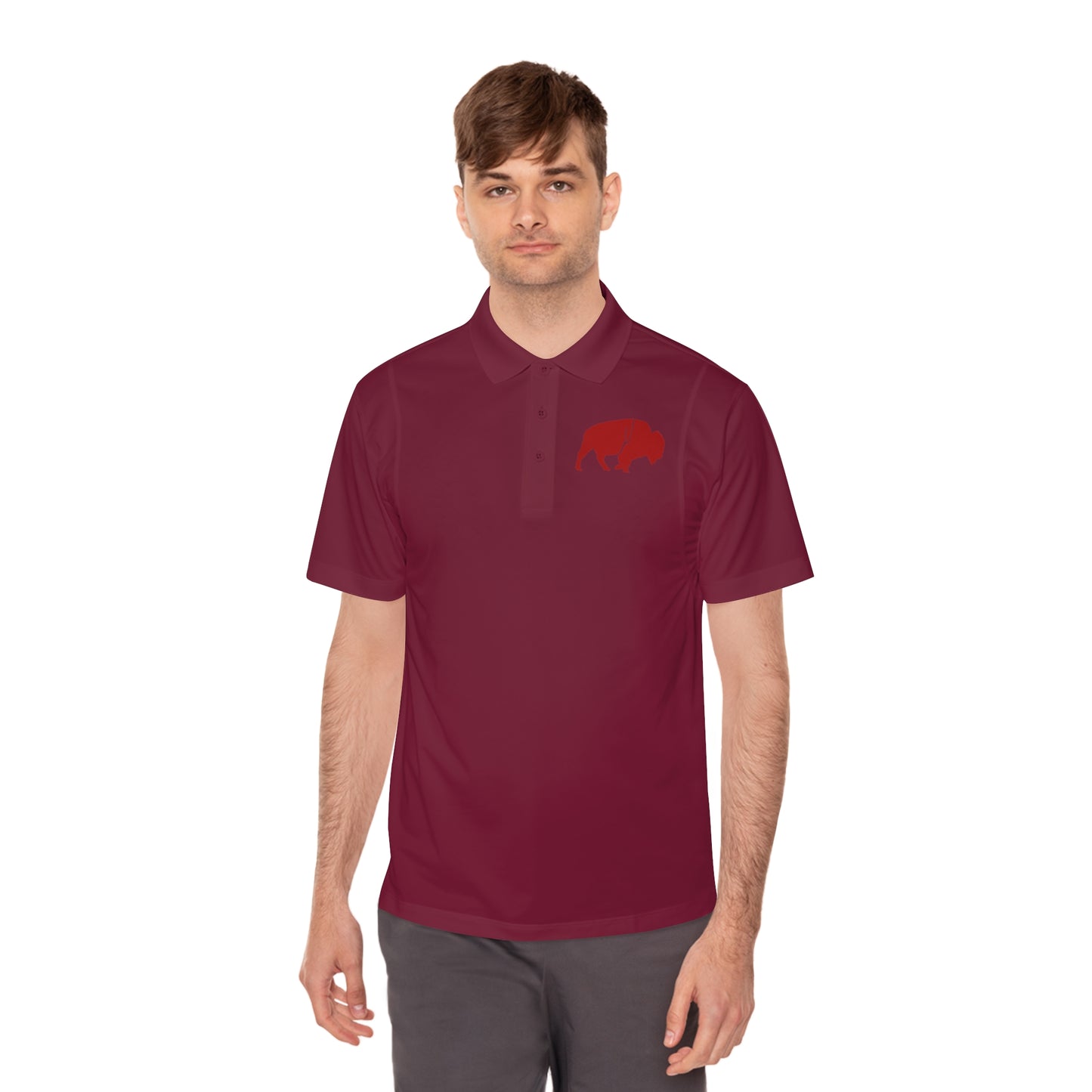 Men's Sport Polo Shirt with Buffalo Design - Casual Wear, Golf Shirt, Summer Collection, Outdoor Activity Shirt, Gift for Him