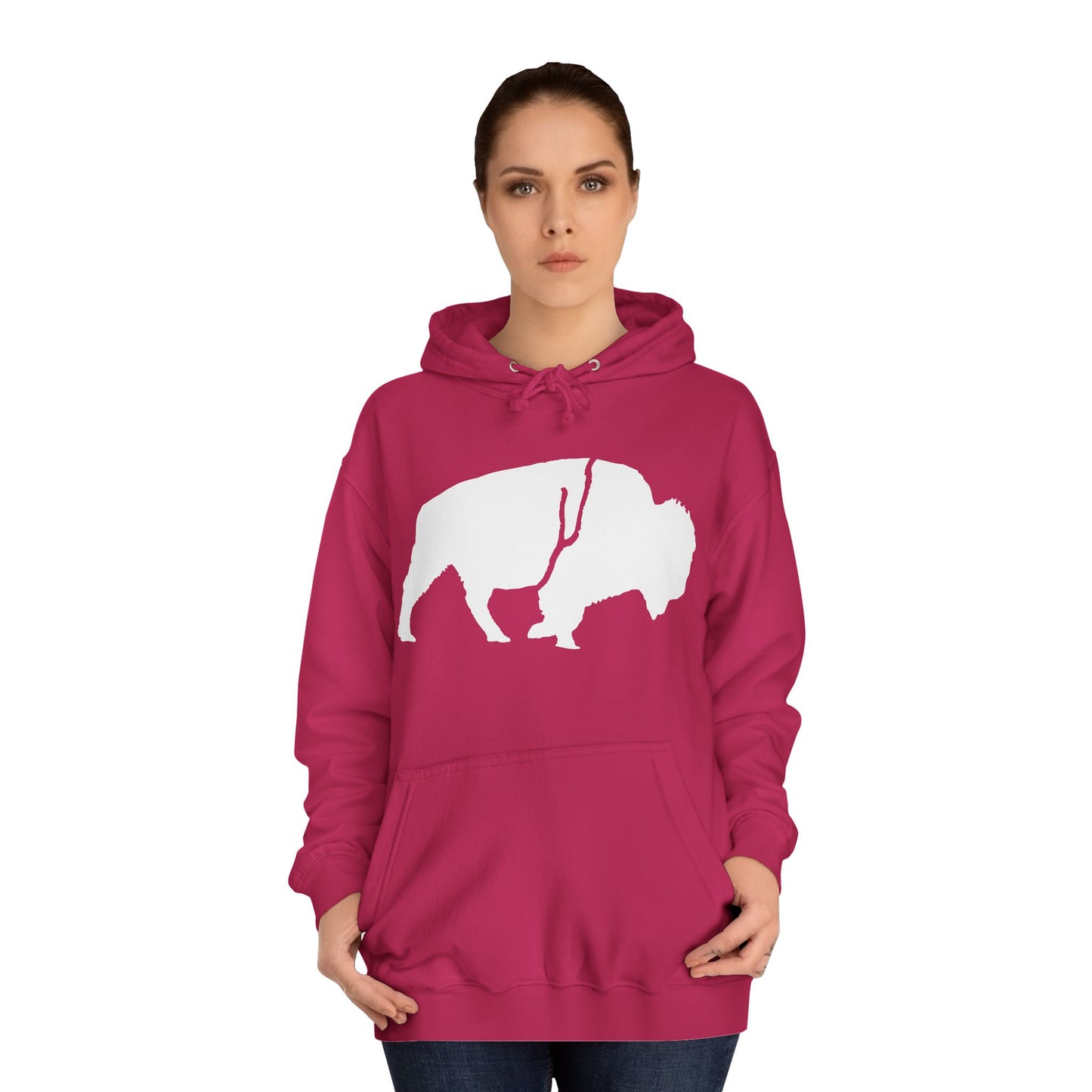 QKA Bills Backers White Standing Buffalo Classic Hoodie