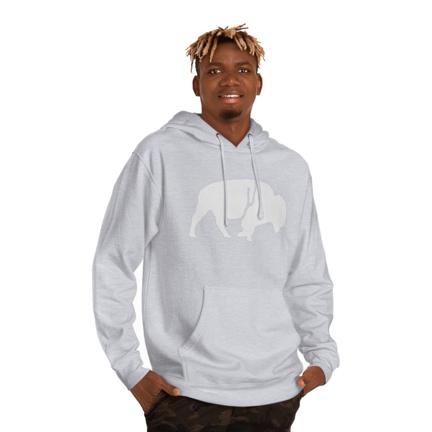 QKA Bills Backers White Standing Buffalo Hoodie