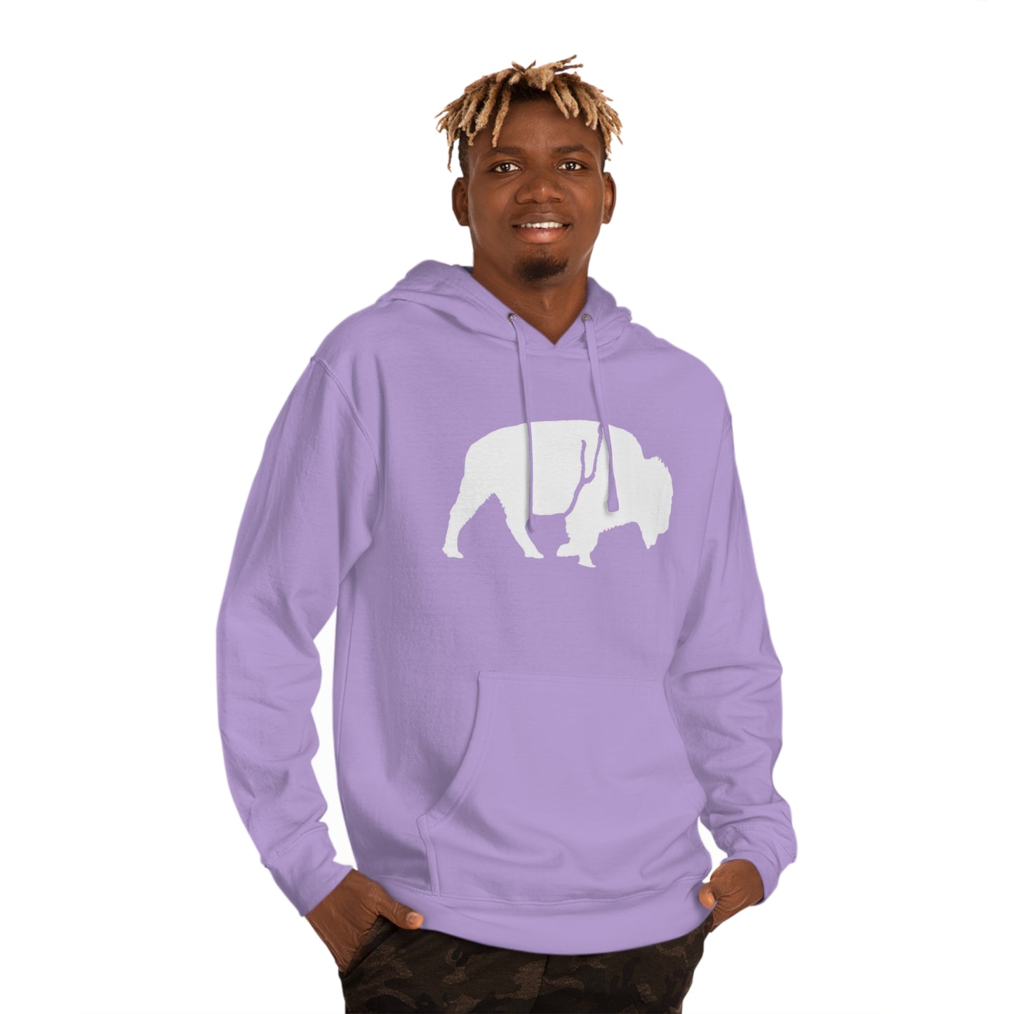 QKA Bills Backers White Standing Buffalo Hoodie