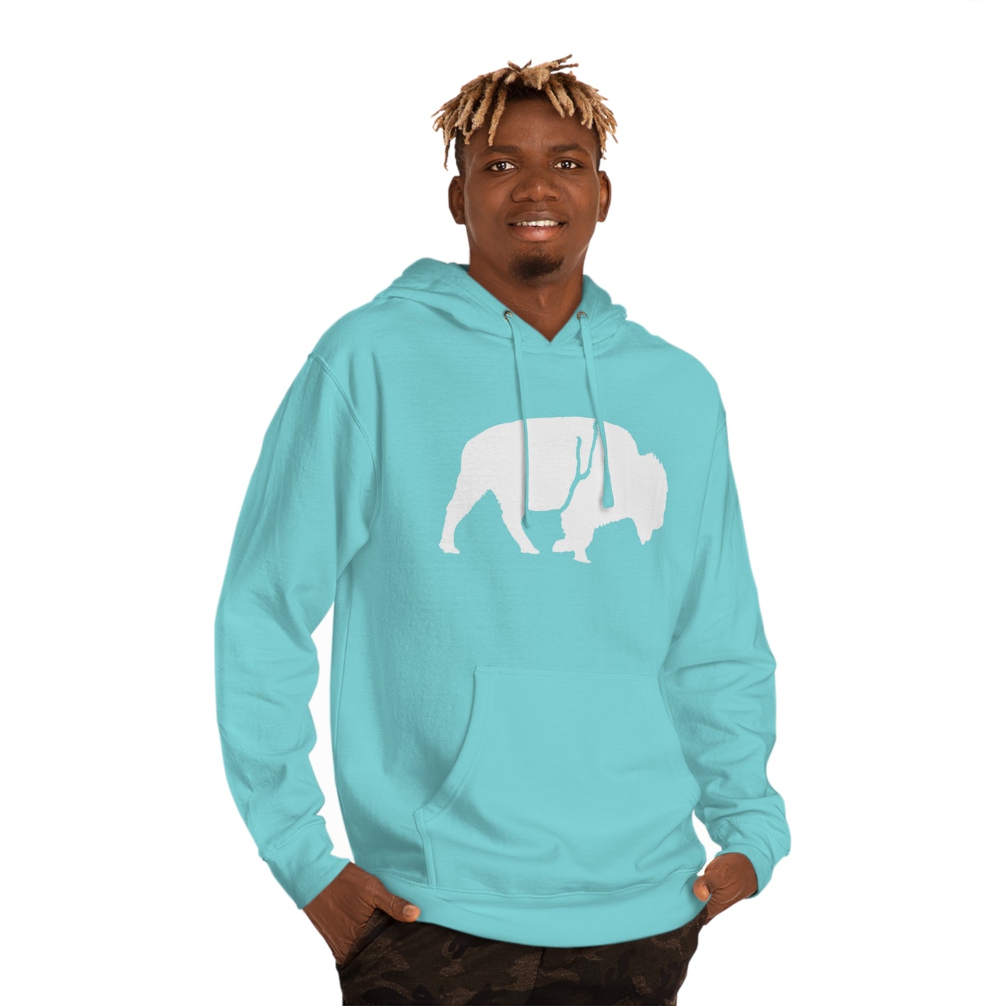 QKA Bills Backers White Standing Buffalo Hoodie