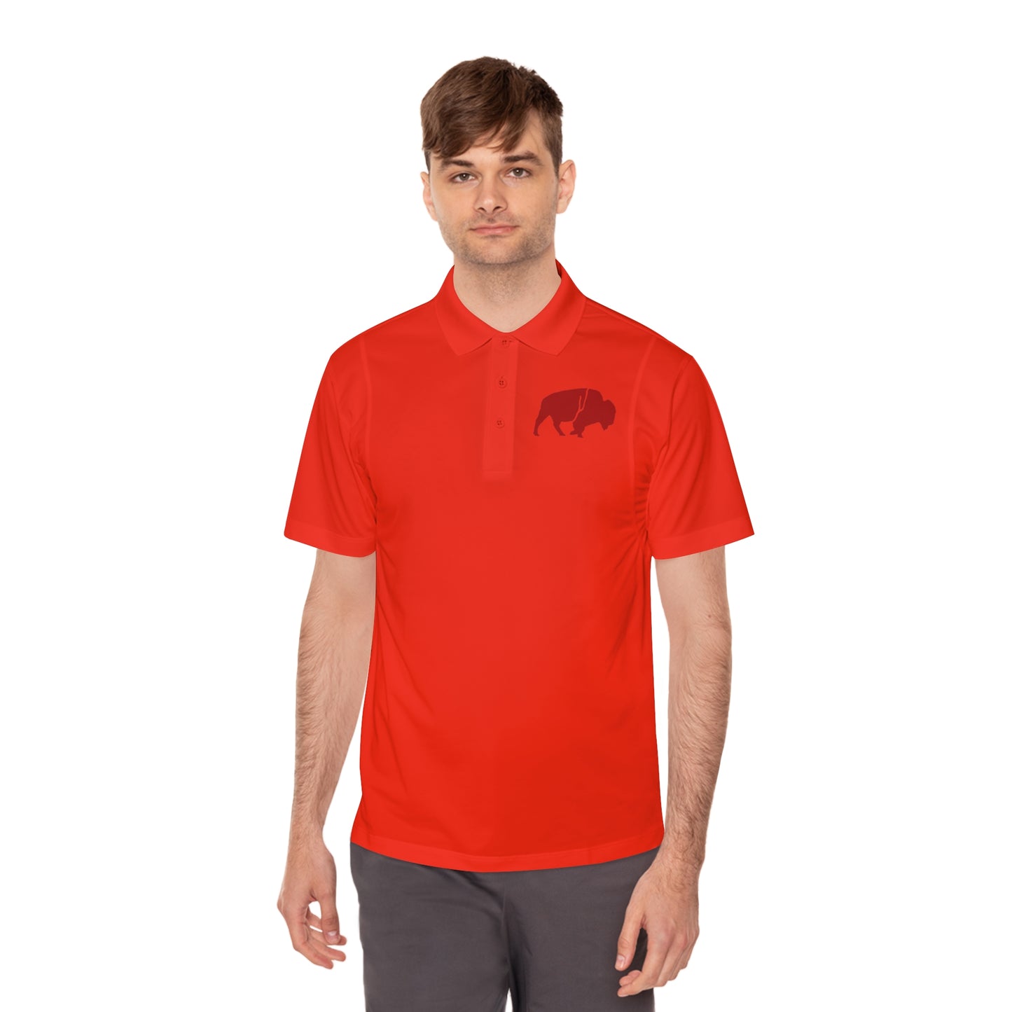 Men's Sport Polo Shirt with Buffalo Design - Casual Wear, Golf Shirt, Summer Collection, Outdoor Activity Shirt, Gift for Him