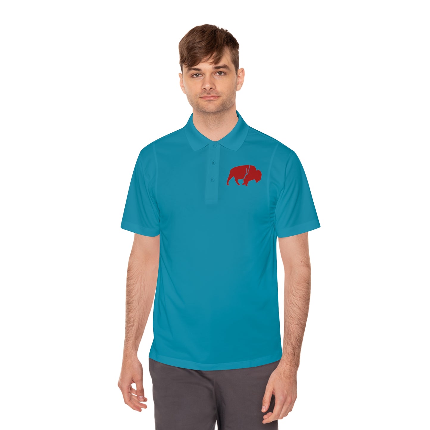 Men's Sport Polo Shirt with Buffalo Design - Casual Wear, Golf Shirt, Summer Collection, Outdoor Activity Shirt, Gift for Him
