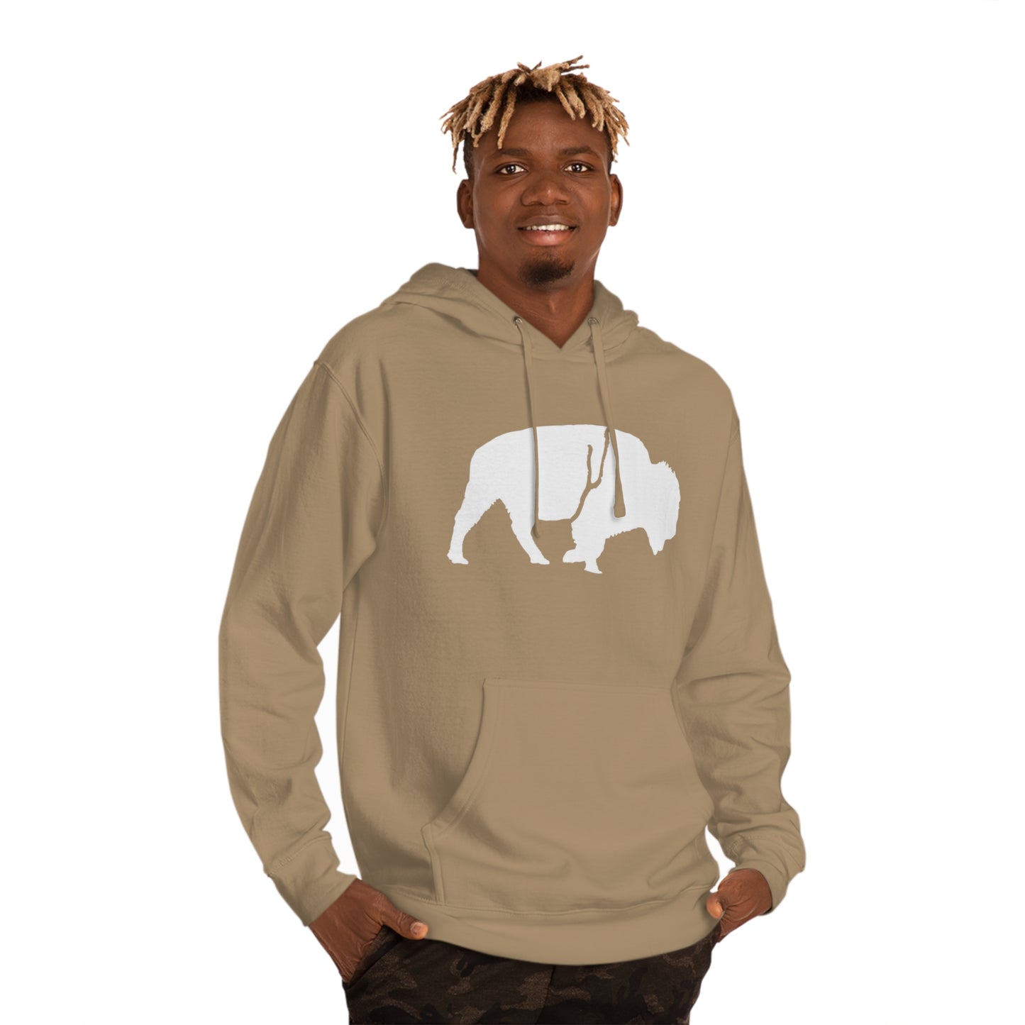 QKA Bills Backers White Standing Buffalo Hoodie