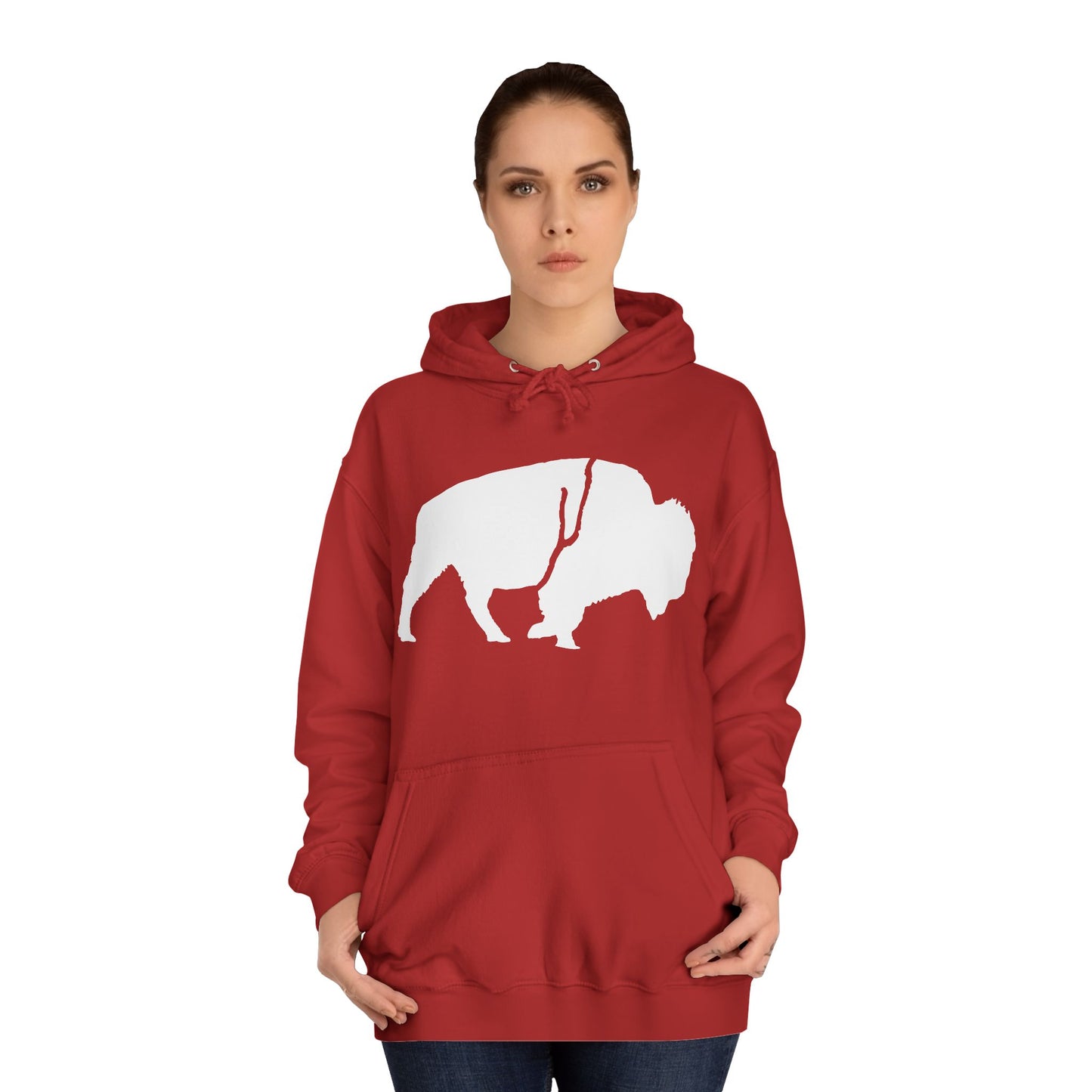 QKA Bills Backers White Standing Buffalo Classic Hoodie