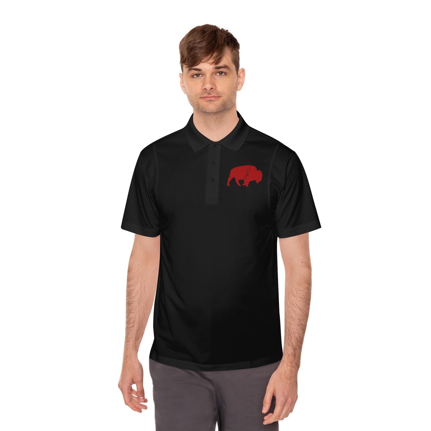 Men's Sport Polo Shirt with Buffalo Design - Casual Wear, Golf Shirt, Summer Collection, Outdoor Activity Shirt, Gift for Him
