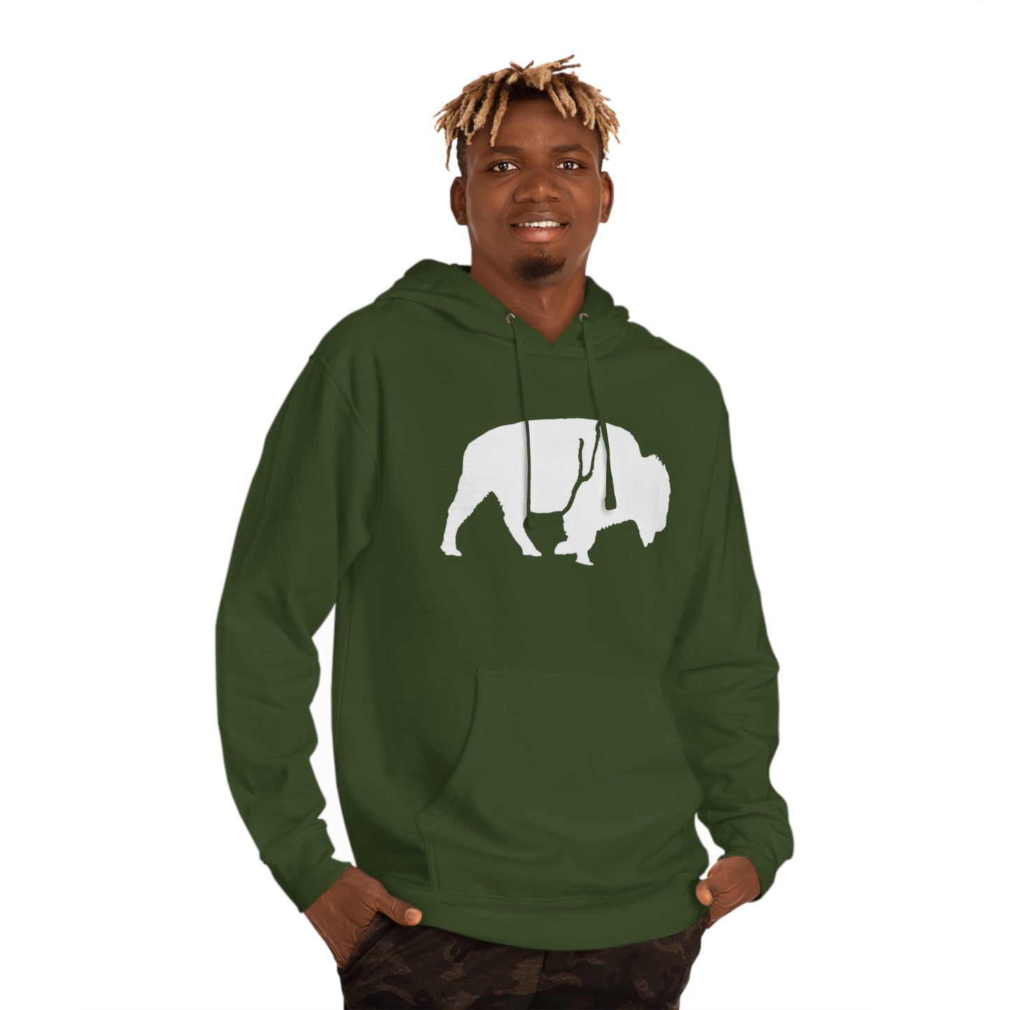 QKA Bills Backers White Standing Buffalo Hoodie