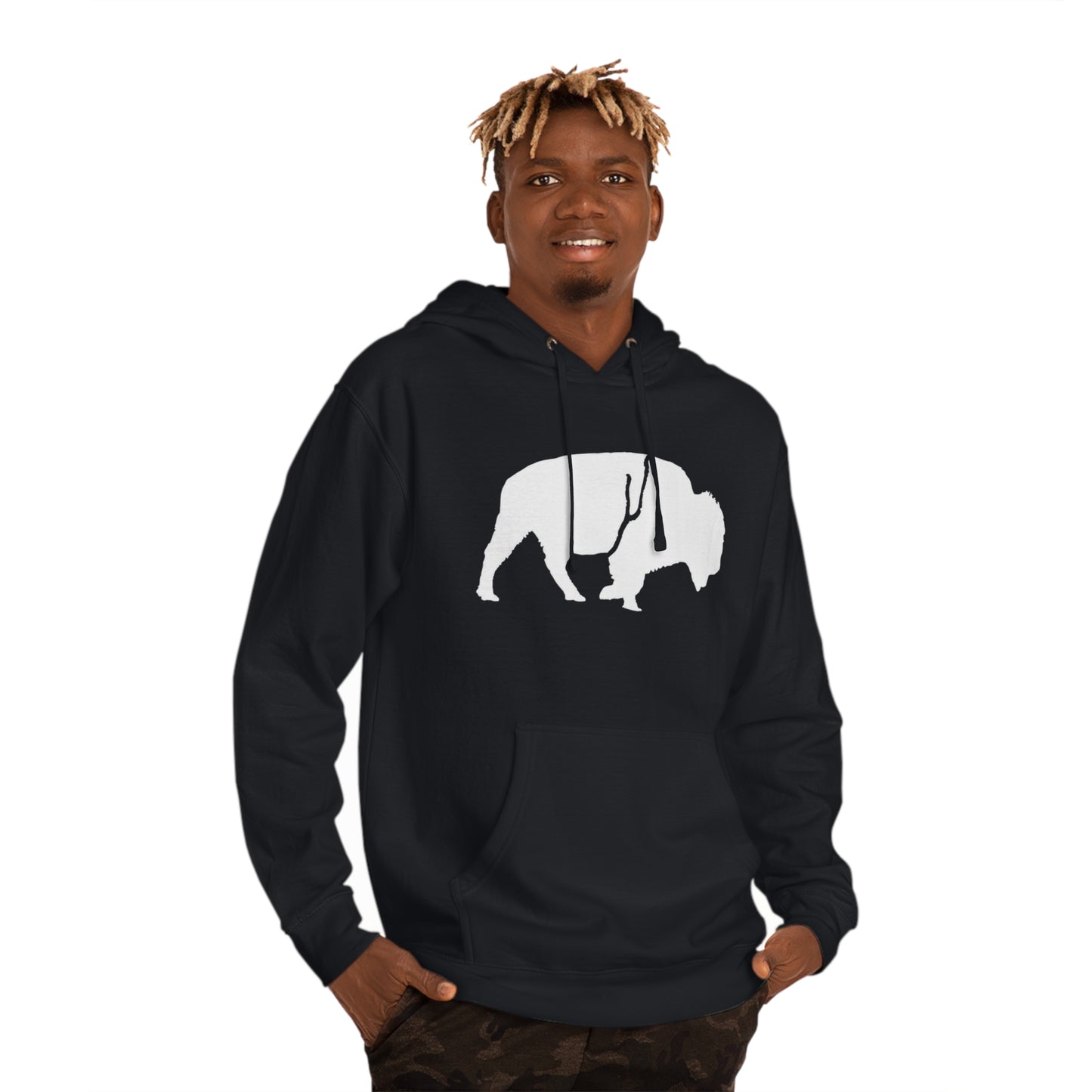 QKA Bills Backers White Standing Buffalo Hoodie