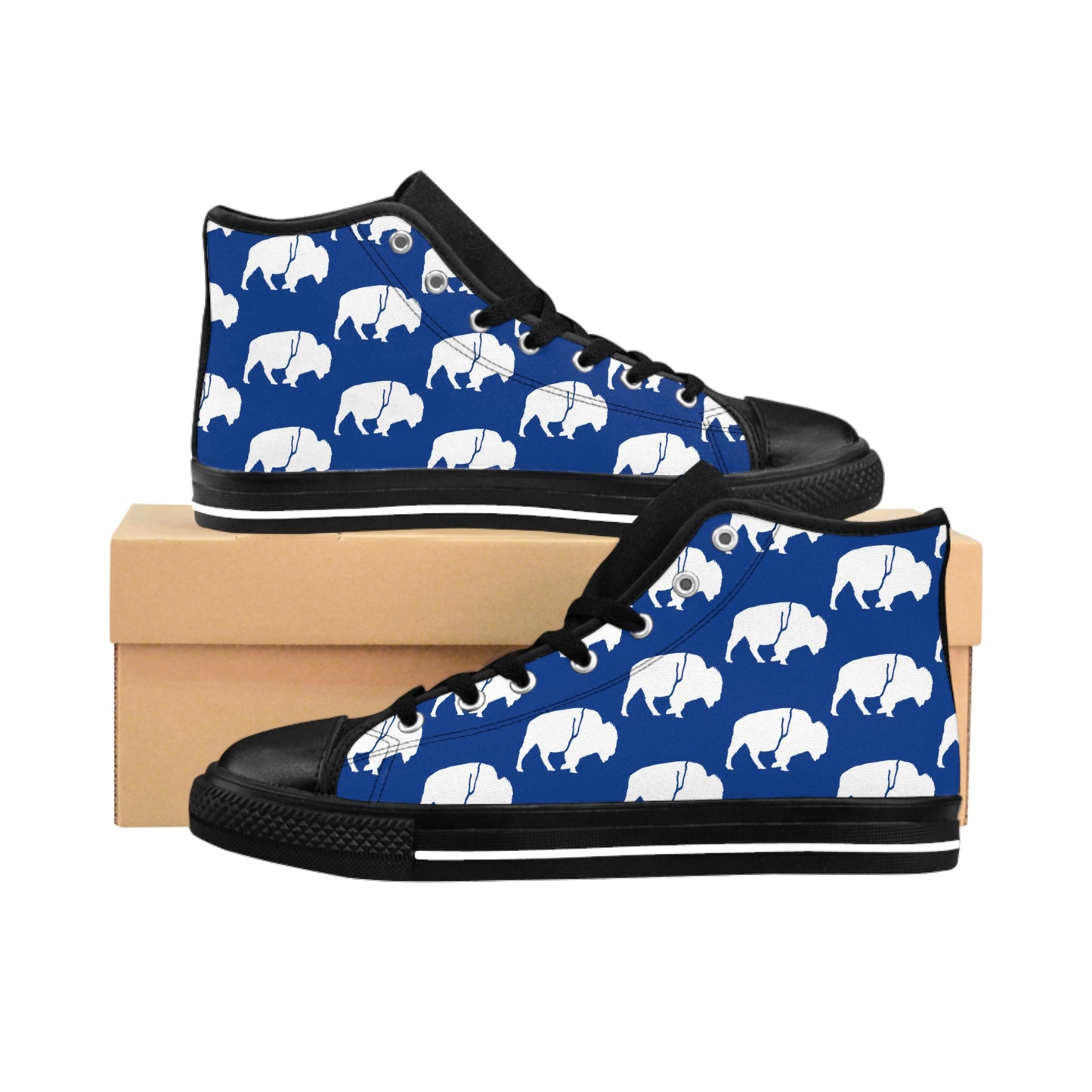 High-Top Sneakers - QKA Bills Backers White Standing Buffalo Design