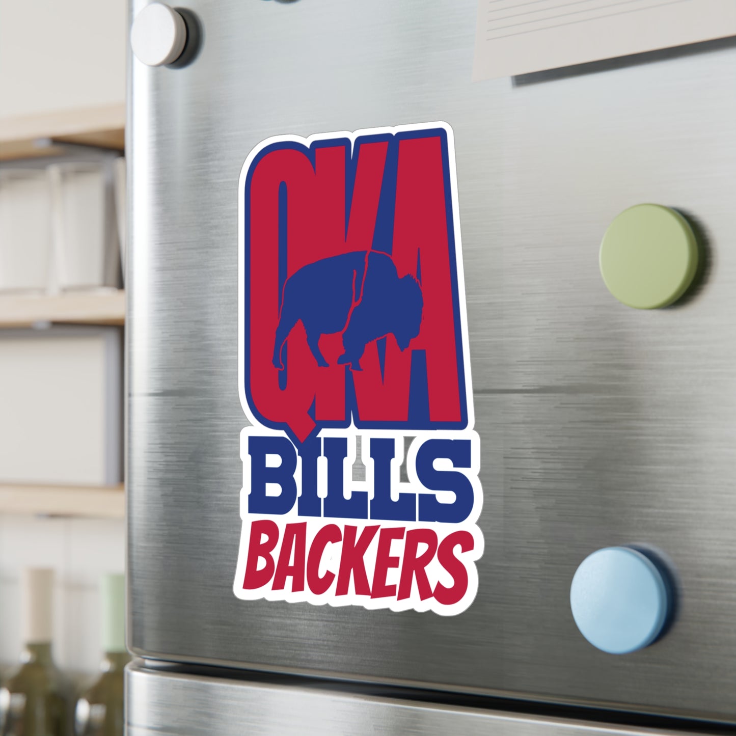 QKA Bills Backers Kiss-Cut Vinyl Decals for Fans, Sports Stickers, Team Pride Decals, Game Day Decor, Gift for Sports Lovers