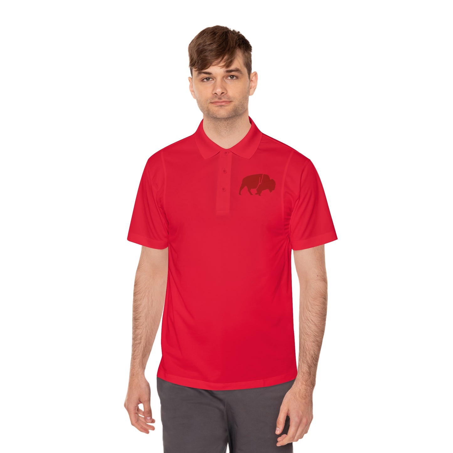 Men's Sport Polo Shirt with Buffalo Design - Casual Wear, Golf Shirt, Summer Collection, Outdoor Activity Shirt, Gift for Him