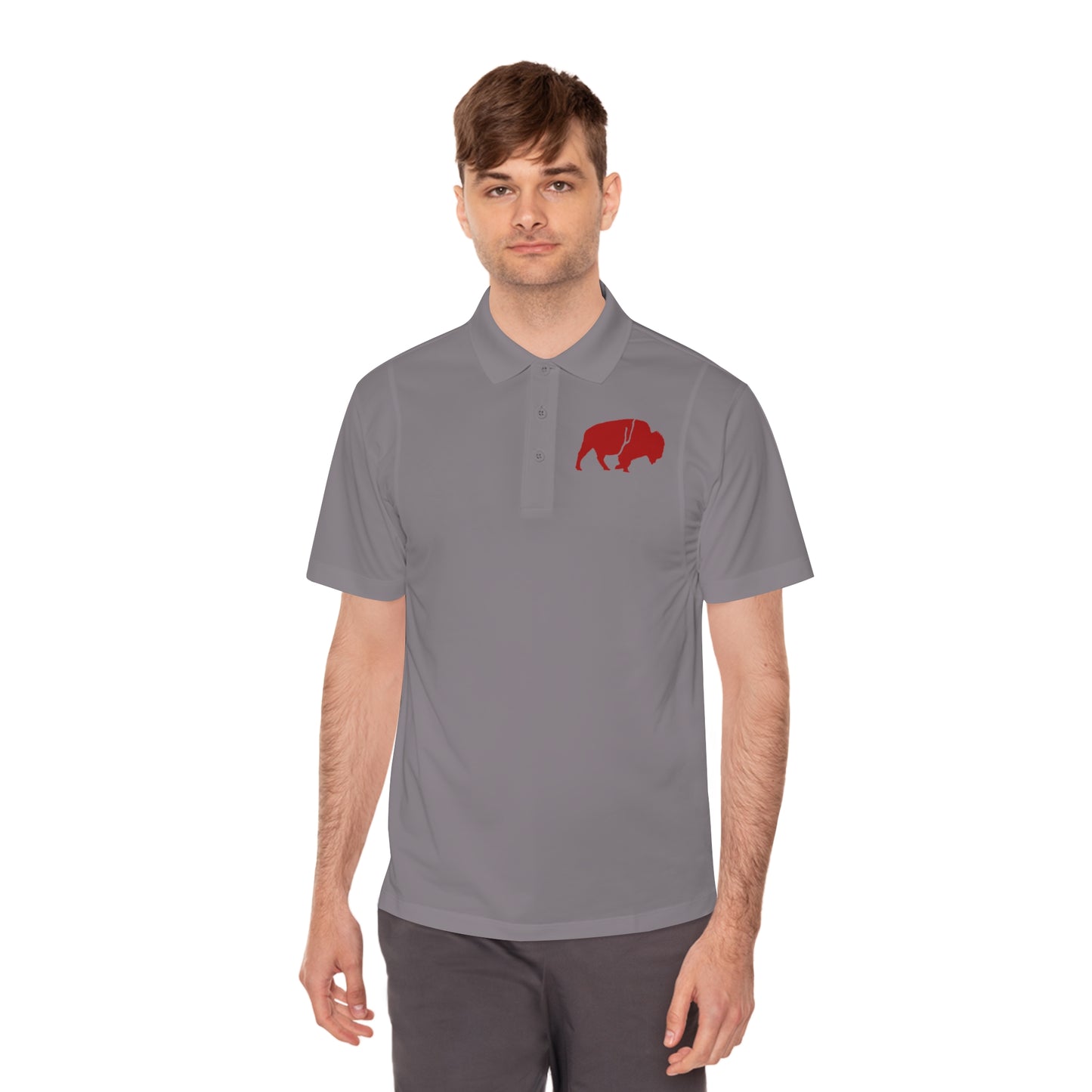 Men's Sport Polo Shirt with Buffalo Design - Casual Wear, Golf Shirt, Summer Collection, Outdoor Activity Shirt, Gift for Him