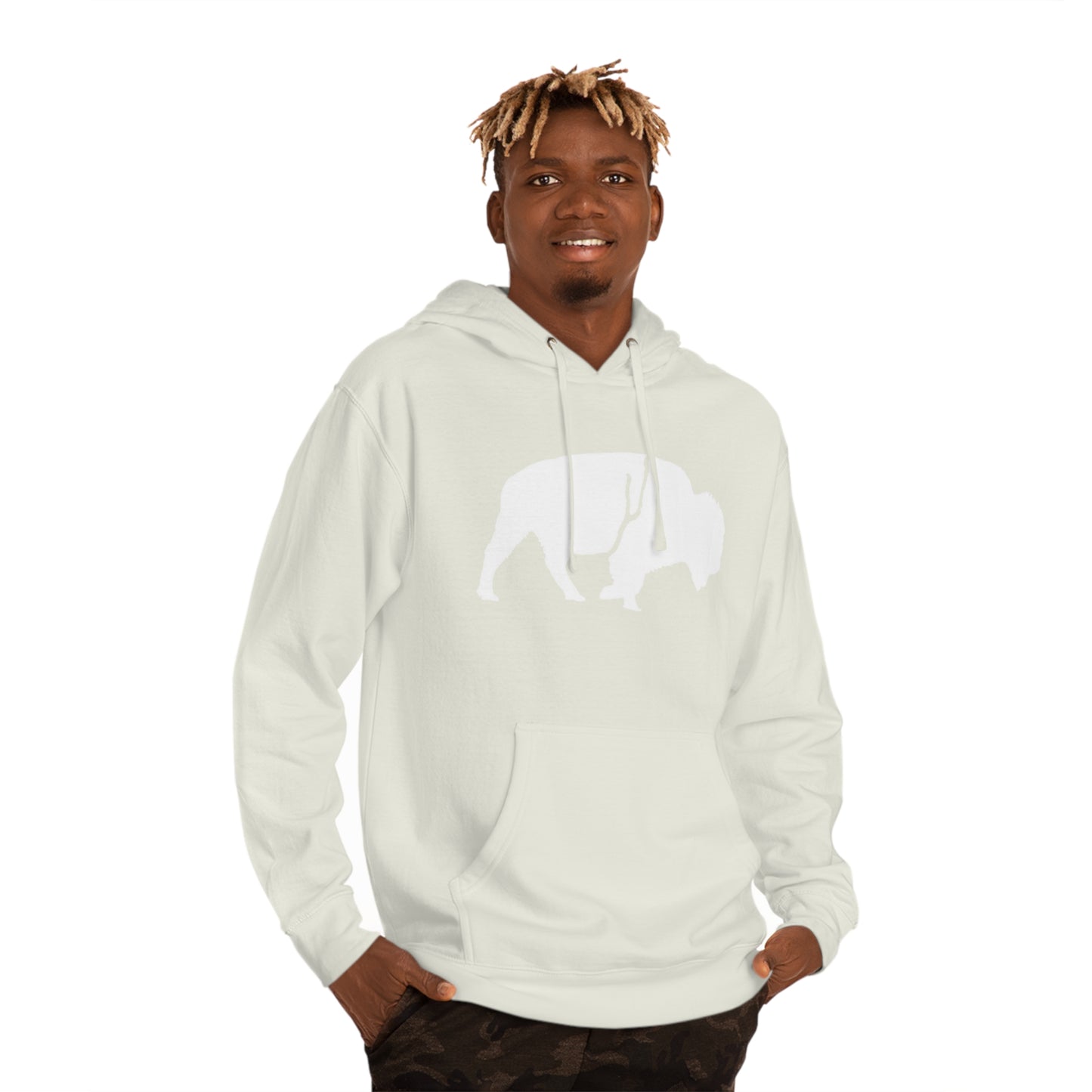 QKA Bills Backers White Standing Buffalo Hoodie