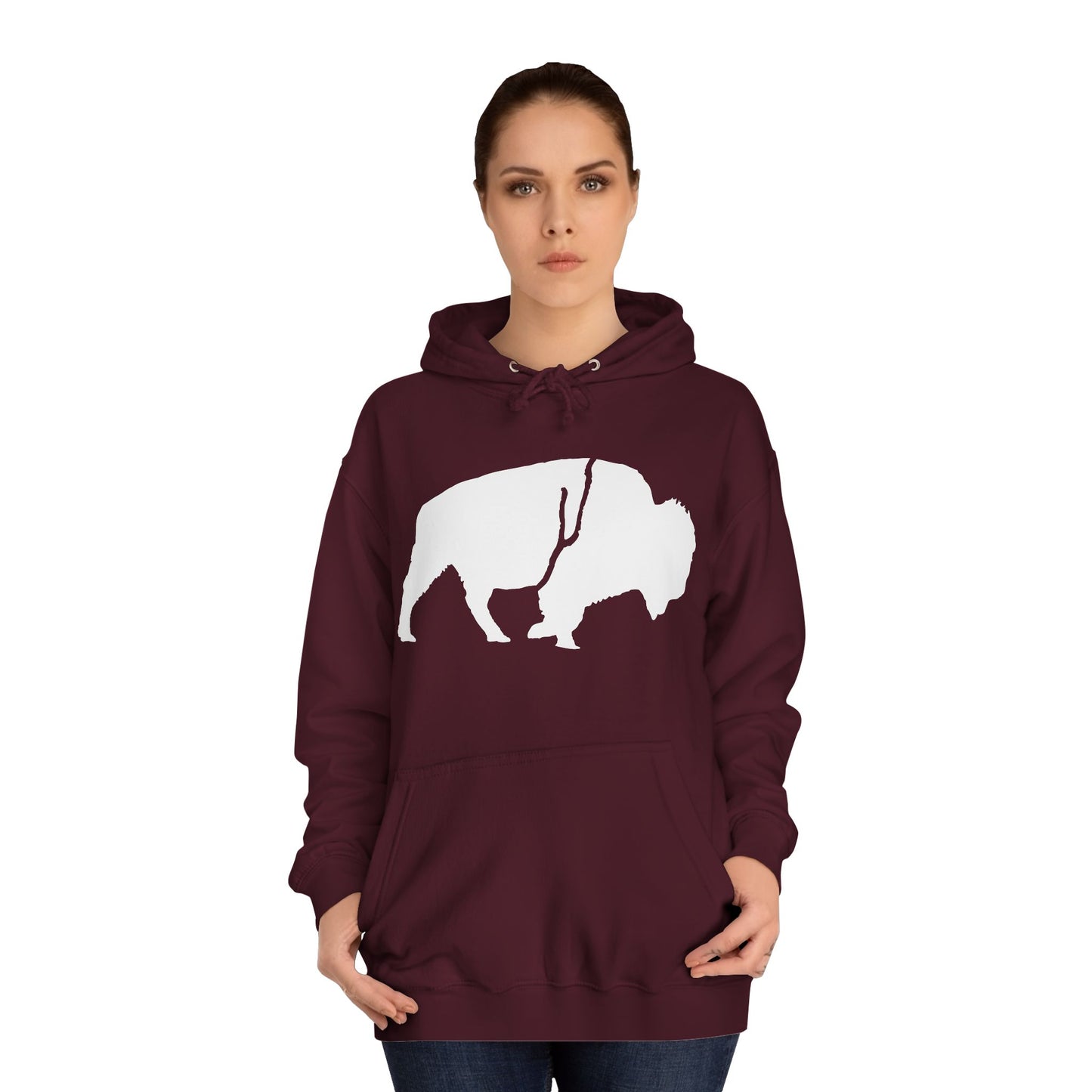 QKA Bills Backers White Standing Buffalo Classic Hoodie