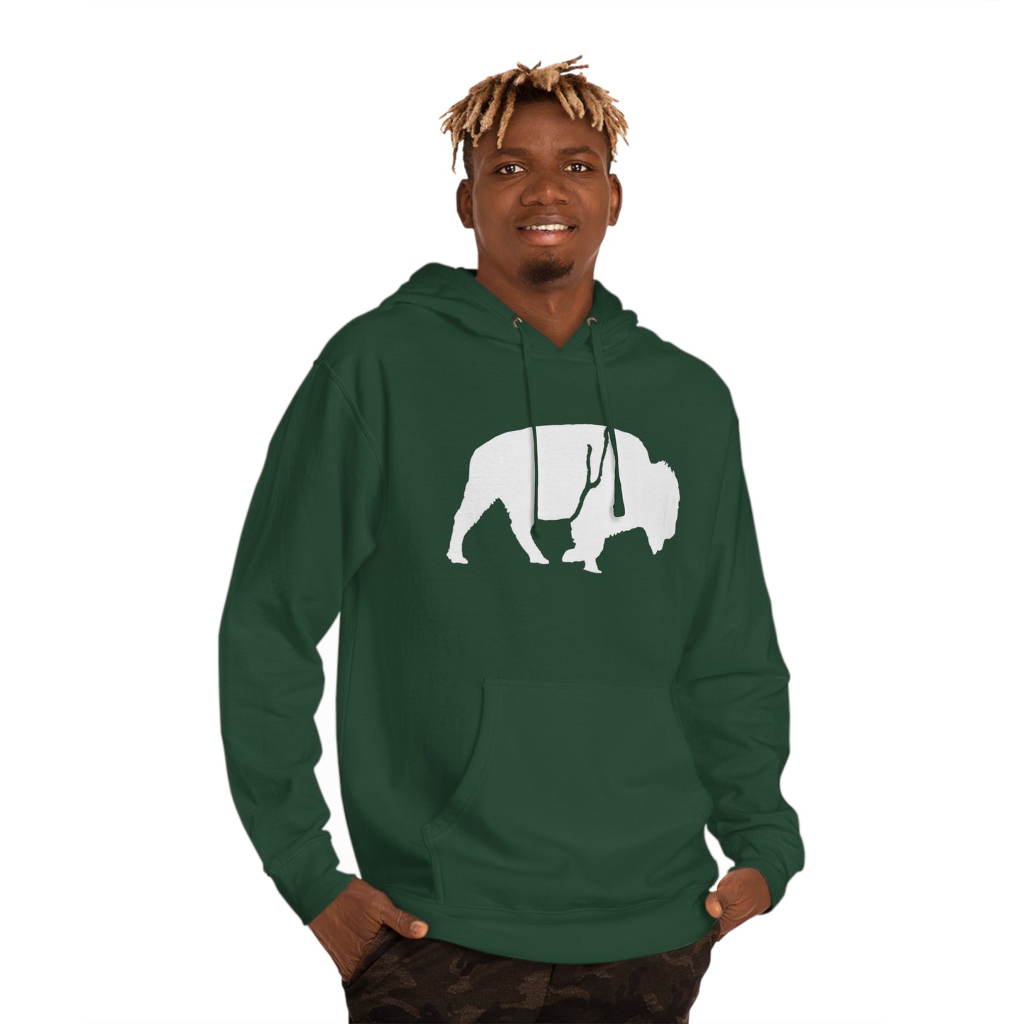 QKA Bills Backers White Standing Buffalo Hoodie