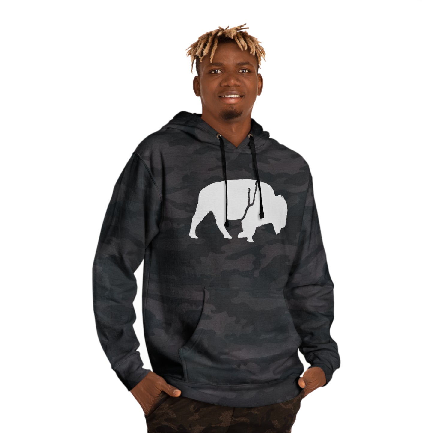 QKA Bills Backers White Standing Buffalo Hoodie