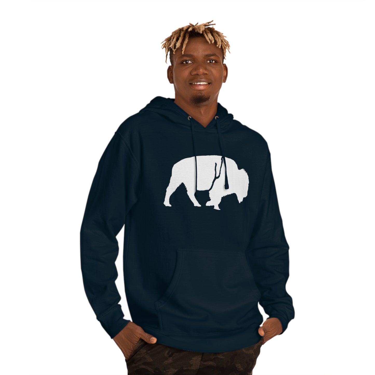 QKA Bills Backers White Standing Buffalo Hoodie