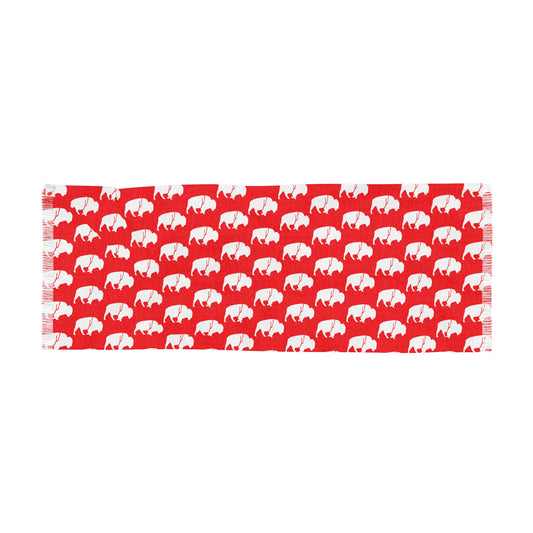 Winter Scarf - QKA Bills Backers White Standing Buffalo Icon