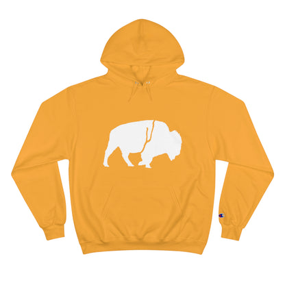 QKA Bills Backers White Standing Buffalo Champion Hoodie