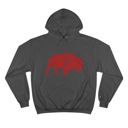 QKA Bills Backers Red Standing Buffalo Champion Hoodie
