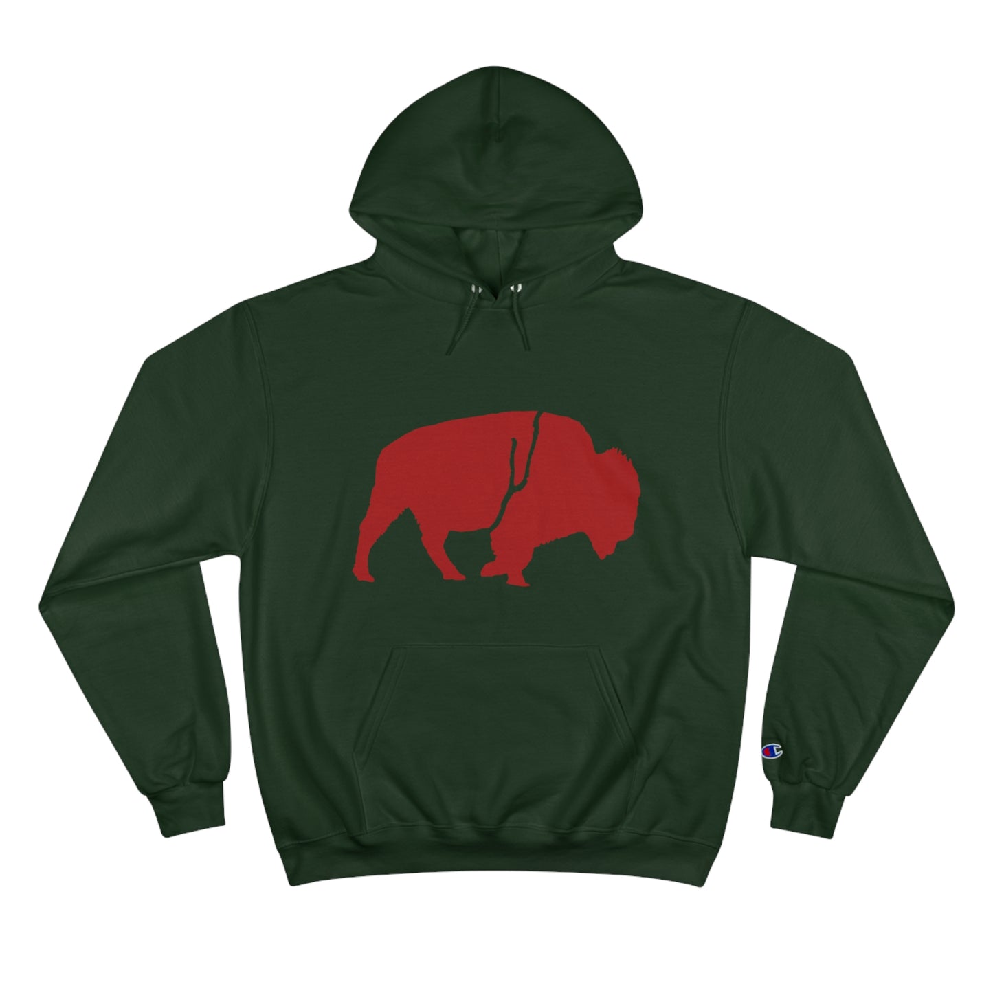QKA Bills Backers Red Standing Buffalo Champion Hoodie