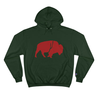 QKA Bills Backers Red Standing Buffalo Champion Hoodie