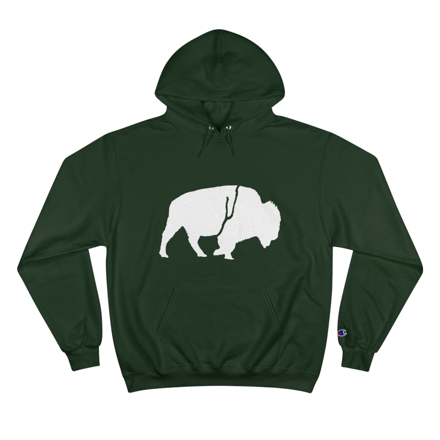 QKA Bills Backers White Standing Buffalo Champion Hoodie