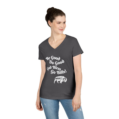 V-Neck T-Shirt - MVP 17's Quote 'Be Good, Do Good, God Bless, Go Bills'