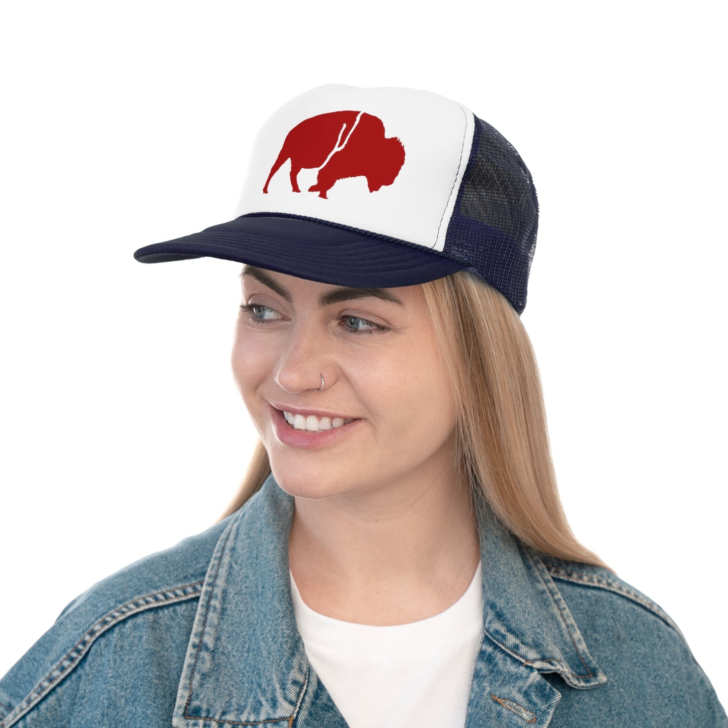 Trucker Cap QKA Bills Backers Red Standing Buffalo Icon