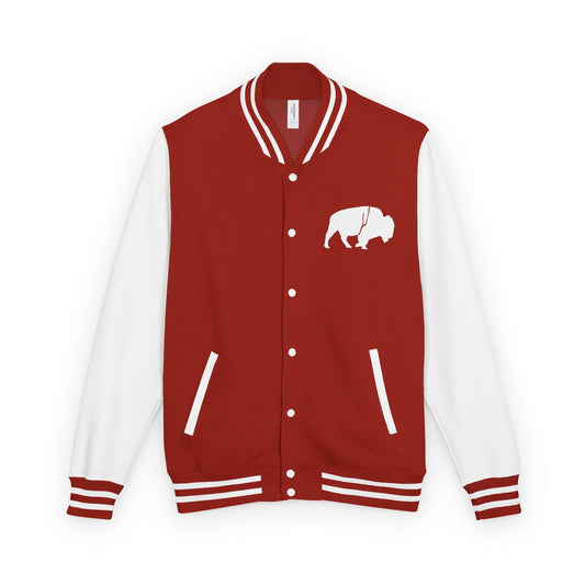 Stylish Unisex Heavyweight Letterman Jacket with Bold Buffalo Design | Perfect for Sports Fans, College Events, and Casual Outings