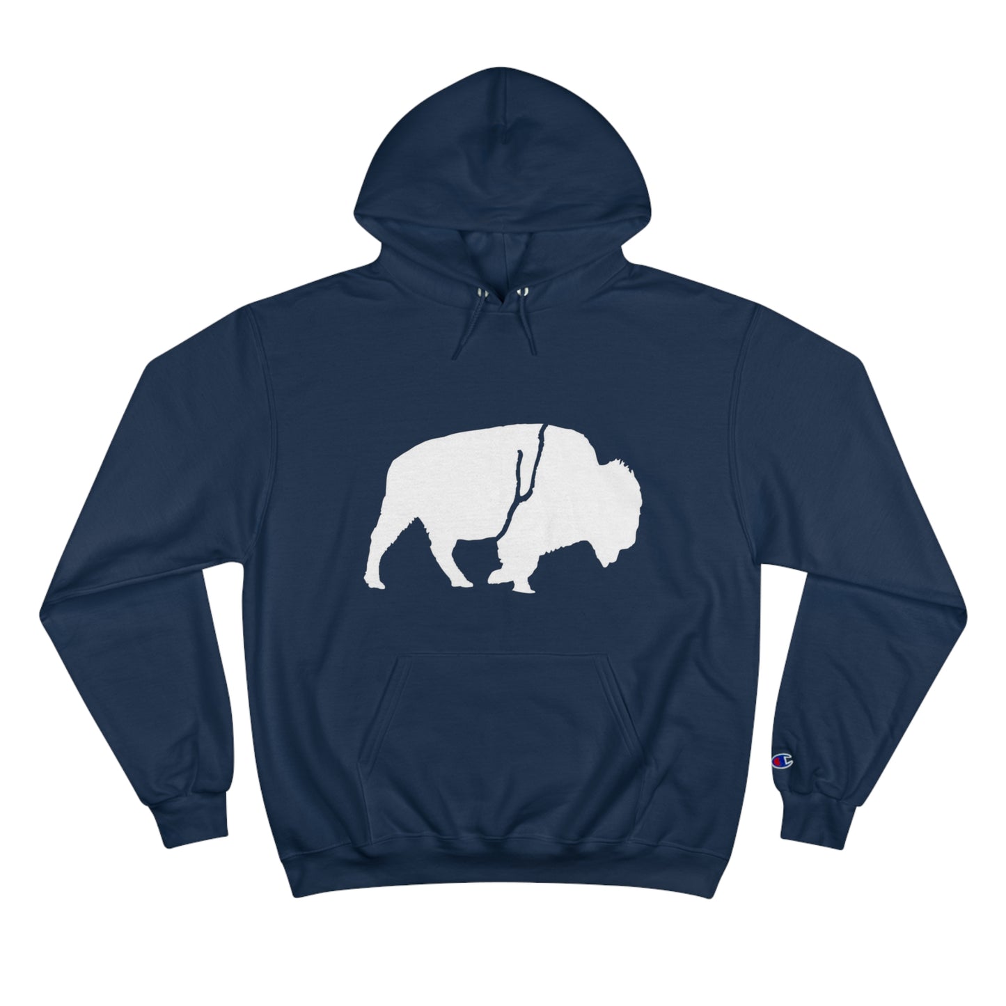 QKA Bills Backers White Standing Buffalo Champion Hoodie