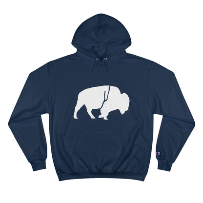 QKA Bills Backers White Standing Buffalo Champion Hoodie