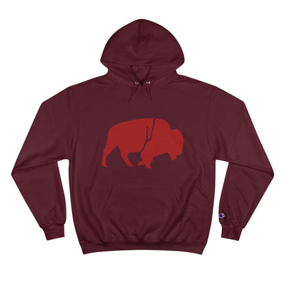 QKA Bills Backers Red Standing Buffalo Champion Hoodie