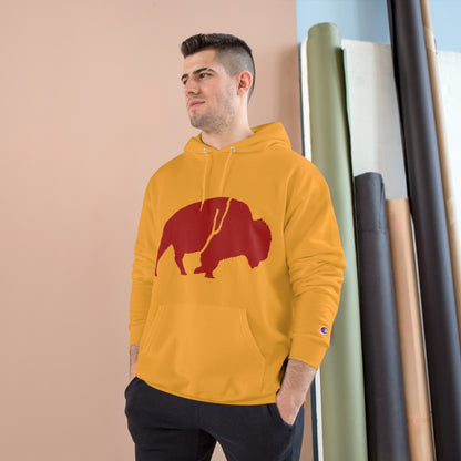 QKA Bills Backers Red Standing Buffalo Champion Hoodie