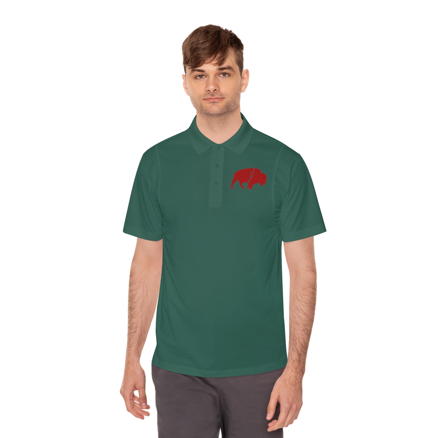 Men's Sport Polo Shirt with Buffalo Design - Casual Wear, Golf Shirt, Summer Collection, Outdoor Activity Shirt, Gift for Him