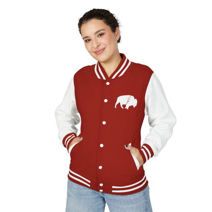 Stylish Unisex Heavyweight Letterman Jacket with Bold Buffalo Design | Perfect for Sports Fans, College Events, and Casual Outings