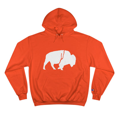 QKA Bills Backers White Standing Buffalo Champion Hoodie