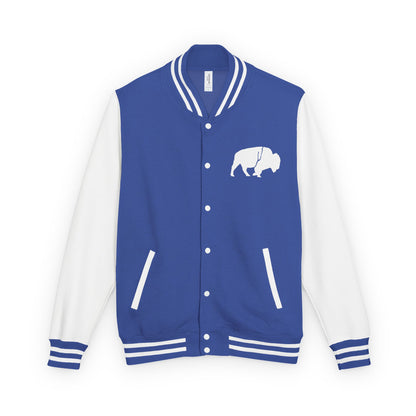 Stylish Unisex Heavyweight Letterman Jacket with Bold Buffalo Design | Perfect for Sports Fans, College Events, and Casual Outings