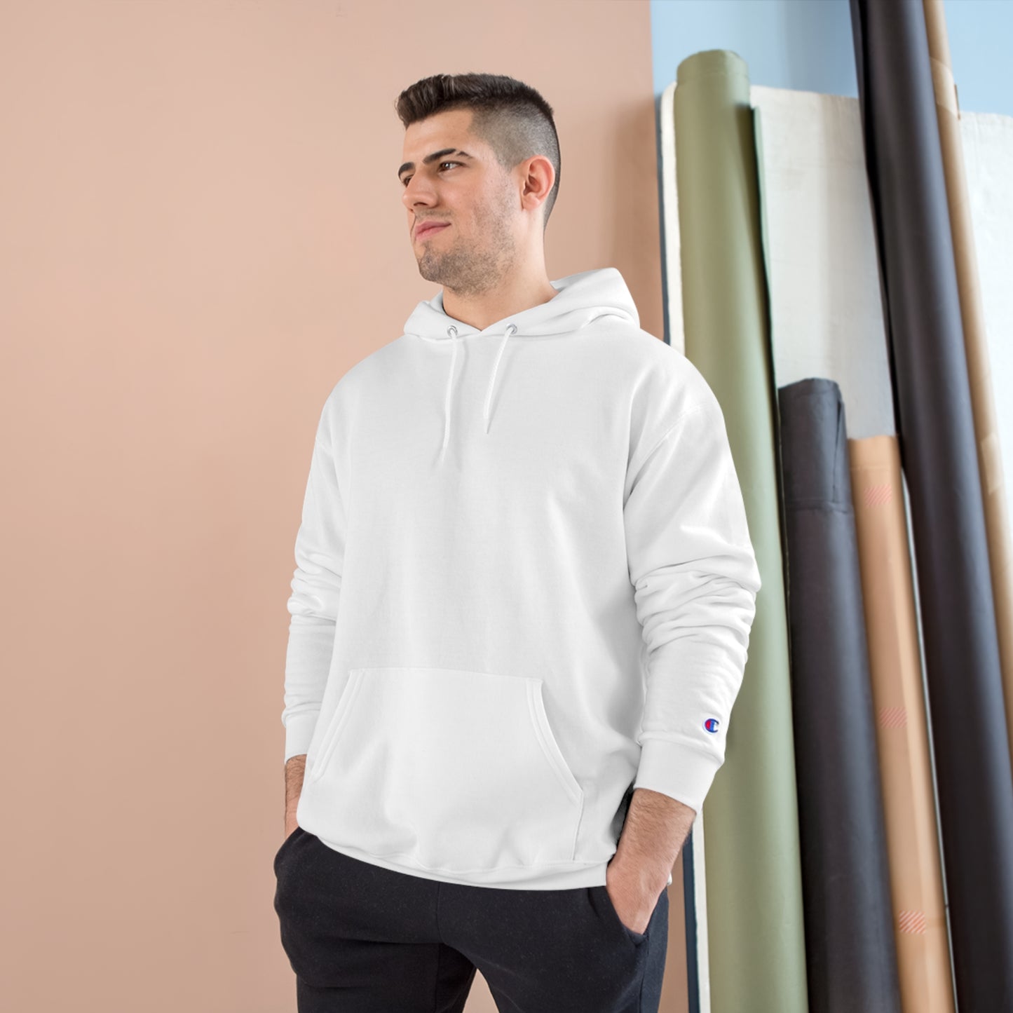 QKA Bills Backers White Standing Buffalo Champion Hoodie