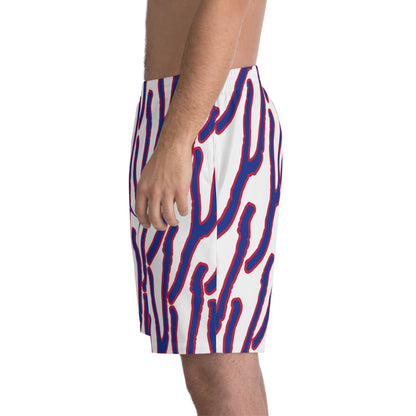 Men's Elastic Beach Shorts - Vibrant Coral Design, Summer Swimwear, Vacation Outfits, Pool Party Essentials, Beach Day Attire, [...]