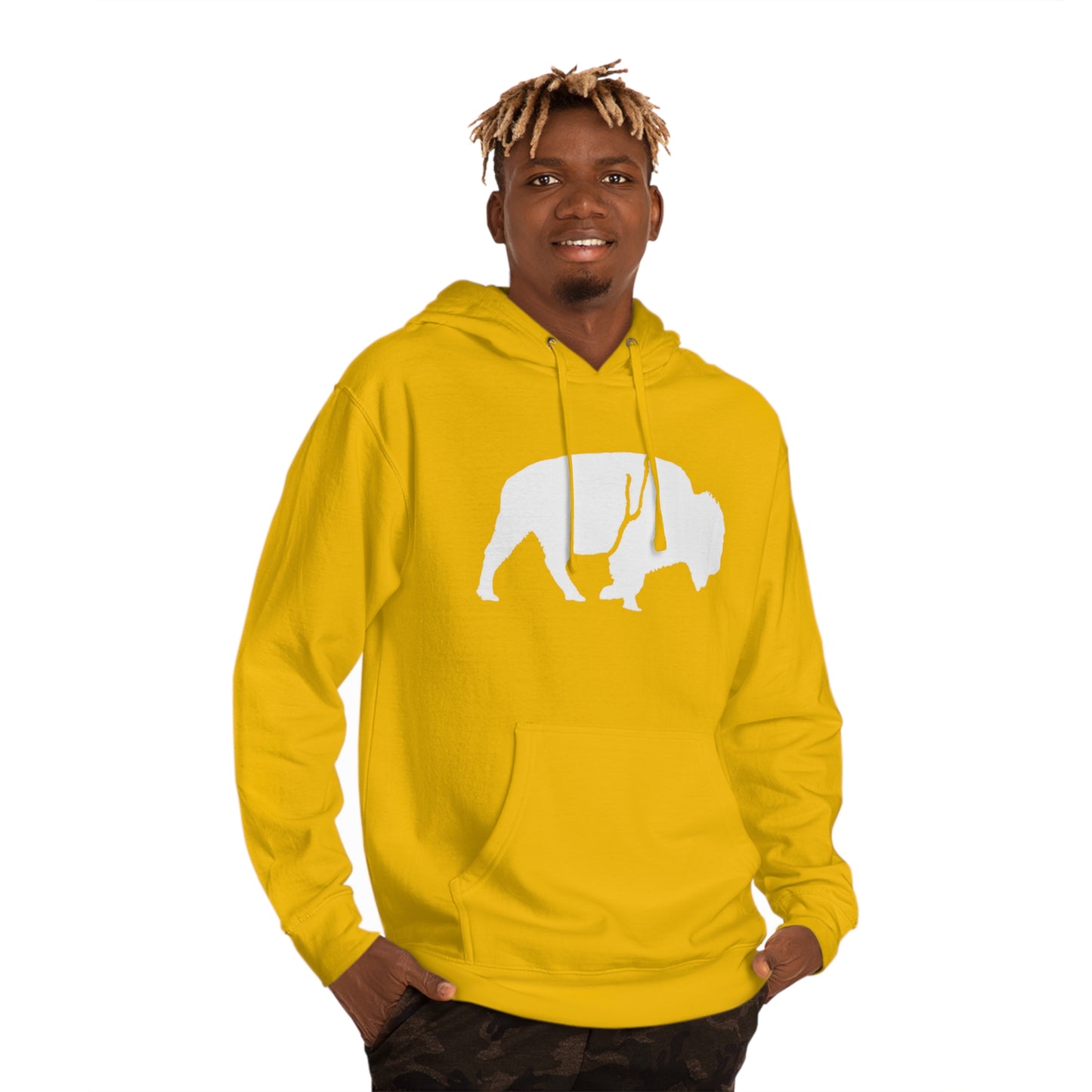 QKA Bills Backers White Standing Buffalo Hoodie