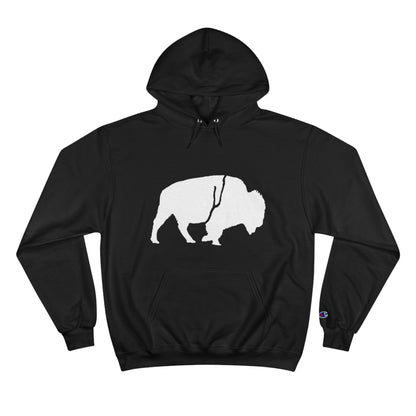 QKA Bills Backers White Standing Buffalo Champion Hoodie