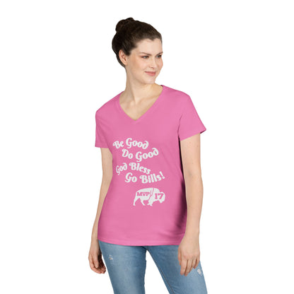 V-Neck T-Shirt - MVP 17's Quote 'Be Good, Do Good, God Bless, Go Bills'