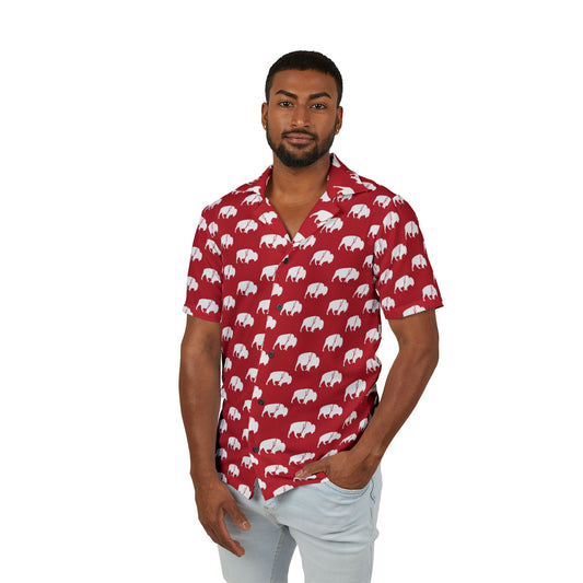 QKA Bills Backers White Standing Buffalo Hawaiian Shirt