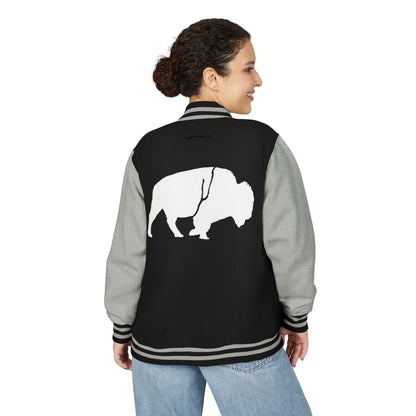 Stylish Unisex Heavyweight Letterman Jacket with Bold Buffalo Design | Perfect for Sports Fans, College Events, and Casual Outings