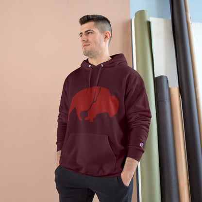 QKA Bills Backers Red Standing Buffalo Champion Hoodie