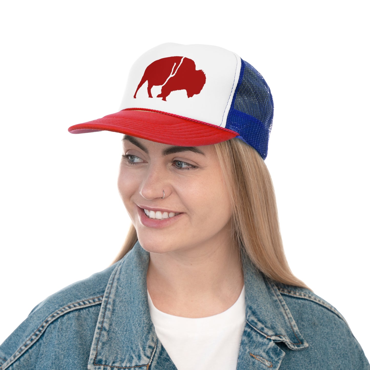 Trucker Cap QKA Bills Backers Red Standing Buffalo Icon
