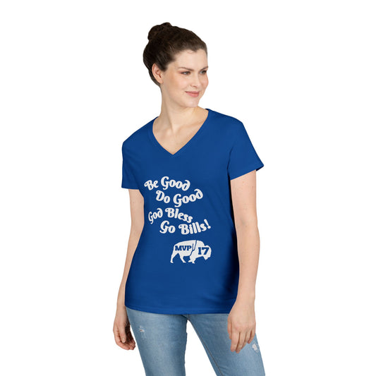 V-Neck T-Shirt - MVP 17's Quote 'Be Good, Do Good, God Bless, Go Bills'