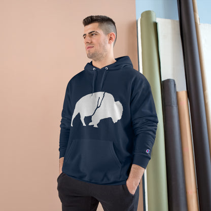 QKA Bills Backers White Standing Buffalo Champion Hoodie